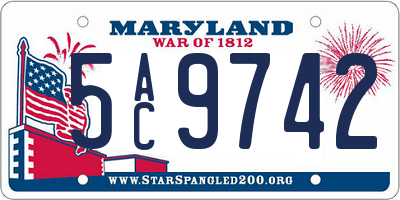 MD license plate 5AC9742