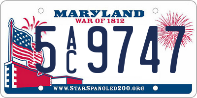 MD license plate 5AC9747