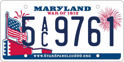 MD license plate 5AC9761