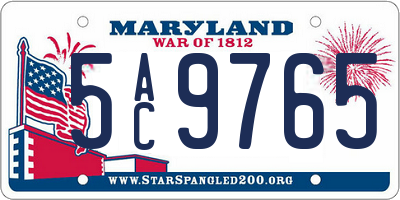 MD license plate 5AC9765