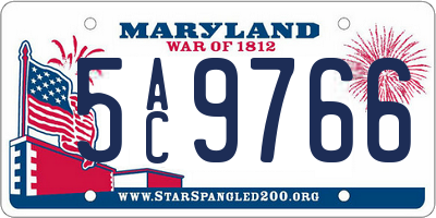 MD license plate 5AC9766