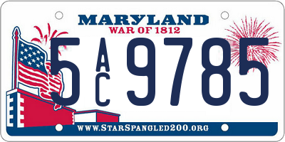 MD license plate 5AC9785