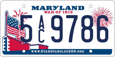MD license plate 5AC9786