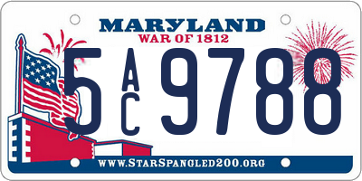 MD license plate 5AC9788