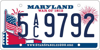 MD license plate 5AC9792