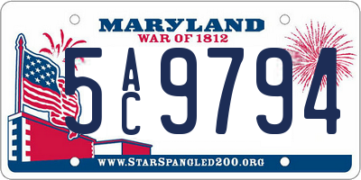MD license plate 5AC9794