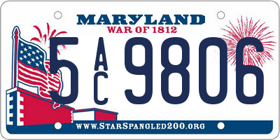 MD license plate 5AC9806