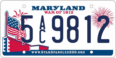 MD license plate 5AC9812
