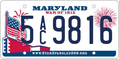 MD license plate 5AC9816