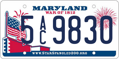 MD license plate 5AC9830
