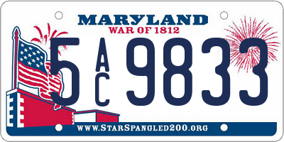 MD license plate 5AC9833
