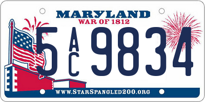 MD license plate 5AC9834