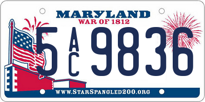 MD license plate 5AC9836