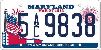 MD license plate 5AC9838