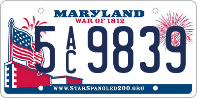MD license plate 5AC9839
