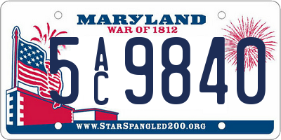 MD license plate 5AC9840