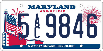 MD license plate 5AC9846