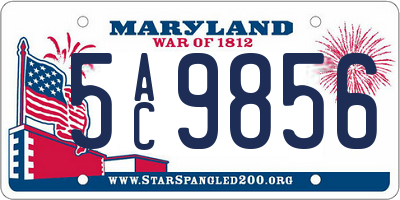 MD license plate 5AC9856