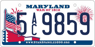 MD license plate 5AC9859