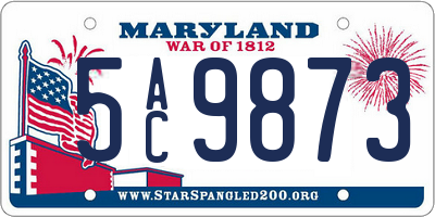 MD license plate 5AC9873
