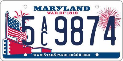 MD license plate 5AC9874