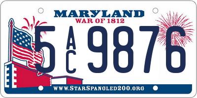 MD license plate 5AC9876