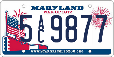MD license plate 5AC9877