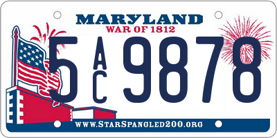 MD license plate 5AC9878