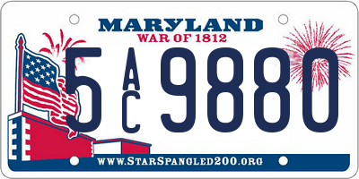 MD license plate 5AC9880