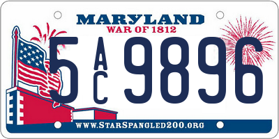 MD license plate 5AC9896