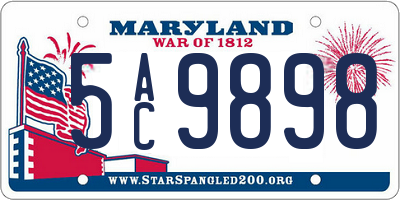 MD license plate 5AC9898