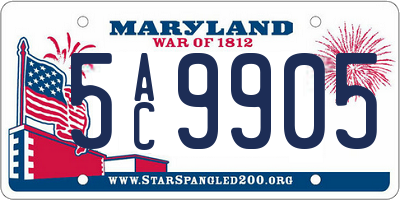MD license plate 5AC9905