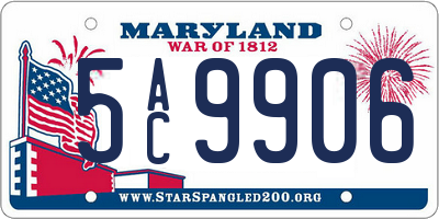 MD license plate 5AC9906