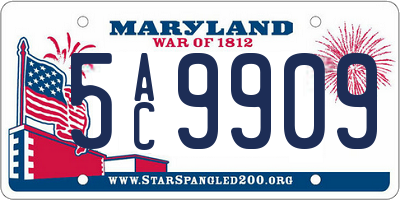MD license plate 5AC9909