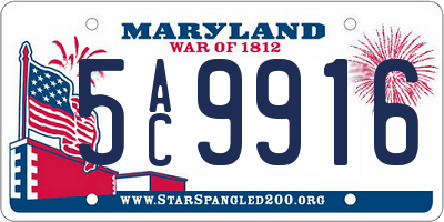 MD license plate 5AC9916