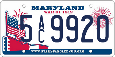 MD license plate 5AC9920