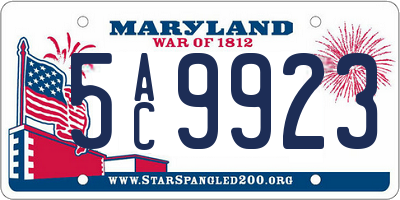 MD license plate 5AC9923