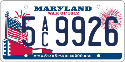 MD license plate 5AC9926