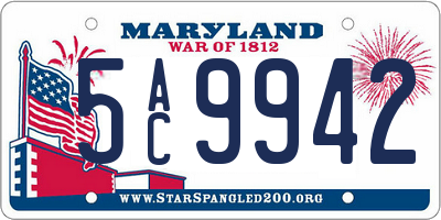 MD license plate 5AC9942
