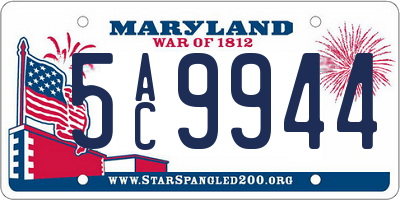 MD license plate 5AC9944