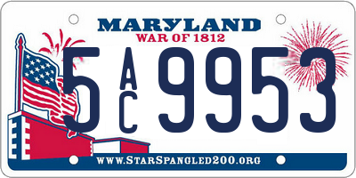 MD license plate 5AC9953