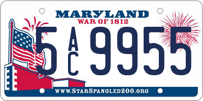 MD license plate 5AC9955