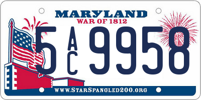 MD license plate 5AC9958