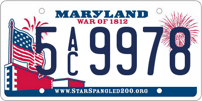MD license plate 5AC9978