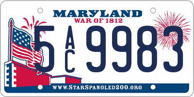 MD license plate 5AC9983