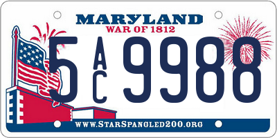 MD license plate 5AC9988