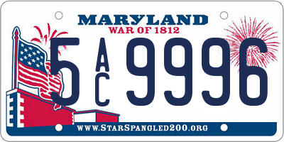 MD license plate 5AC9996