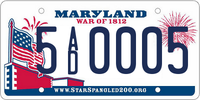 MD license plate 5AD0005