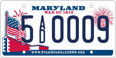 MD license plate 5AD0009