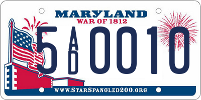 MD license plate 5AD0010